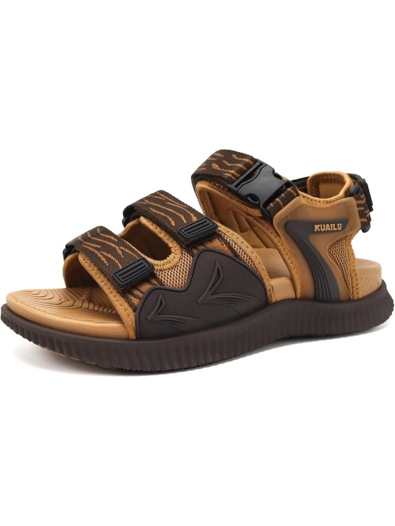 Men's Khaki Orthopedic Recovery Plantar Fasciitis Open Toe Hiking Sandal Shoes